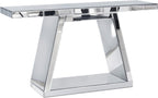 55.9" Full Body Mirror Entryway Table with Trapezoid Base 360° Reflective Console Table, Sturdy Wooden Frame, Scratch Resistant Open Storage for Hallway, Living Room, Staircase