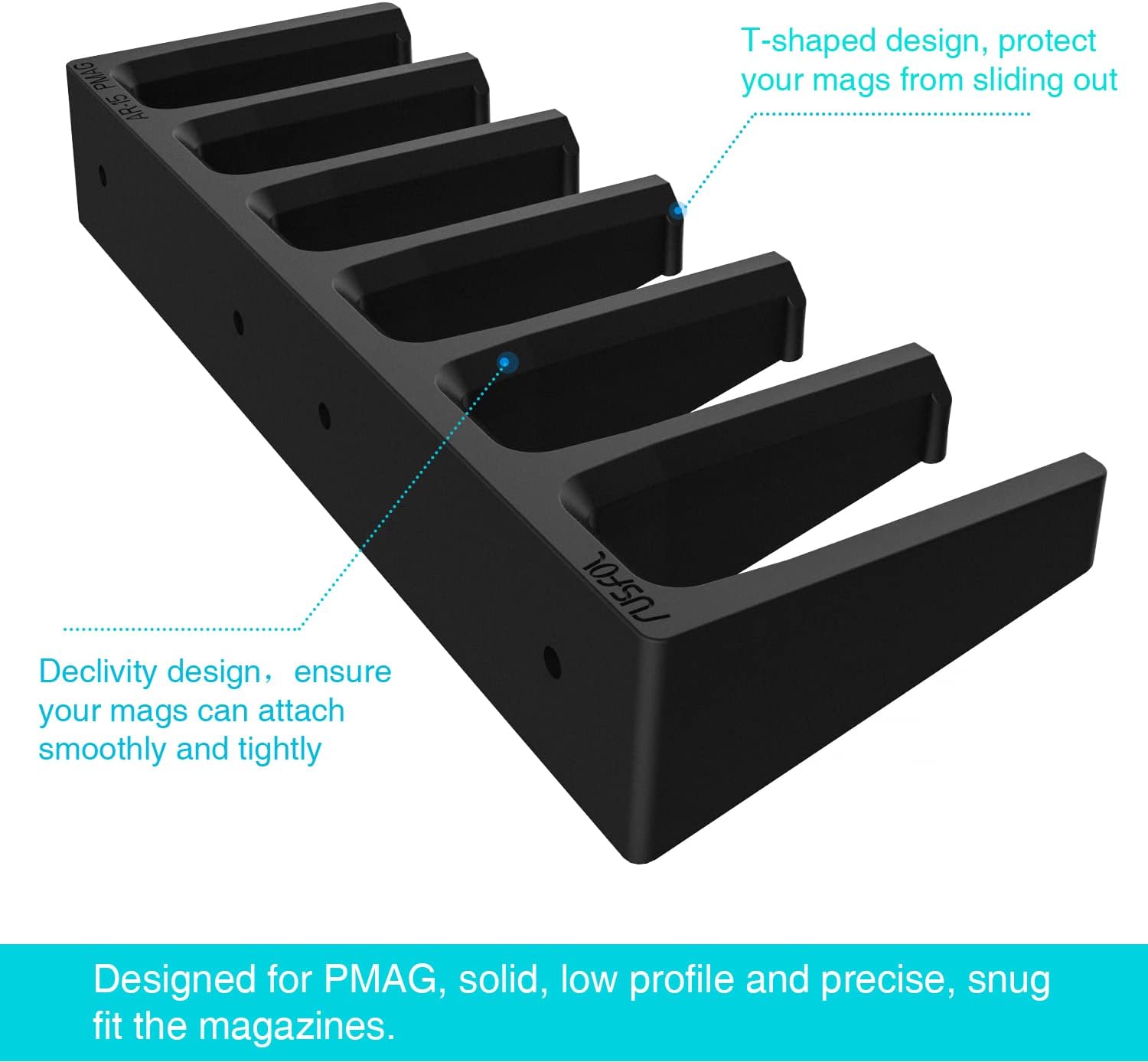 Solid ABS 6X Standard PMAG Wall Mount, Mag Holder, Home Magazine Storage Rack