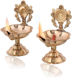 DSS-Pure Brass Shanku Chakra kuber Diya Diwali Decoration Item for Home Decor - Brass shanku Chakra kuber Diya for puja Room & Office Decor, Living Room, Diwali Festival Gift Item