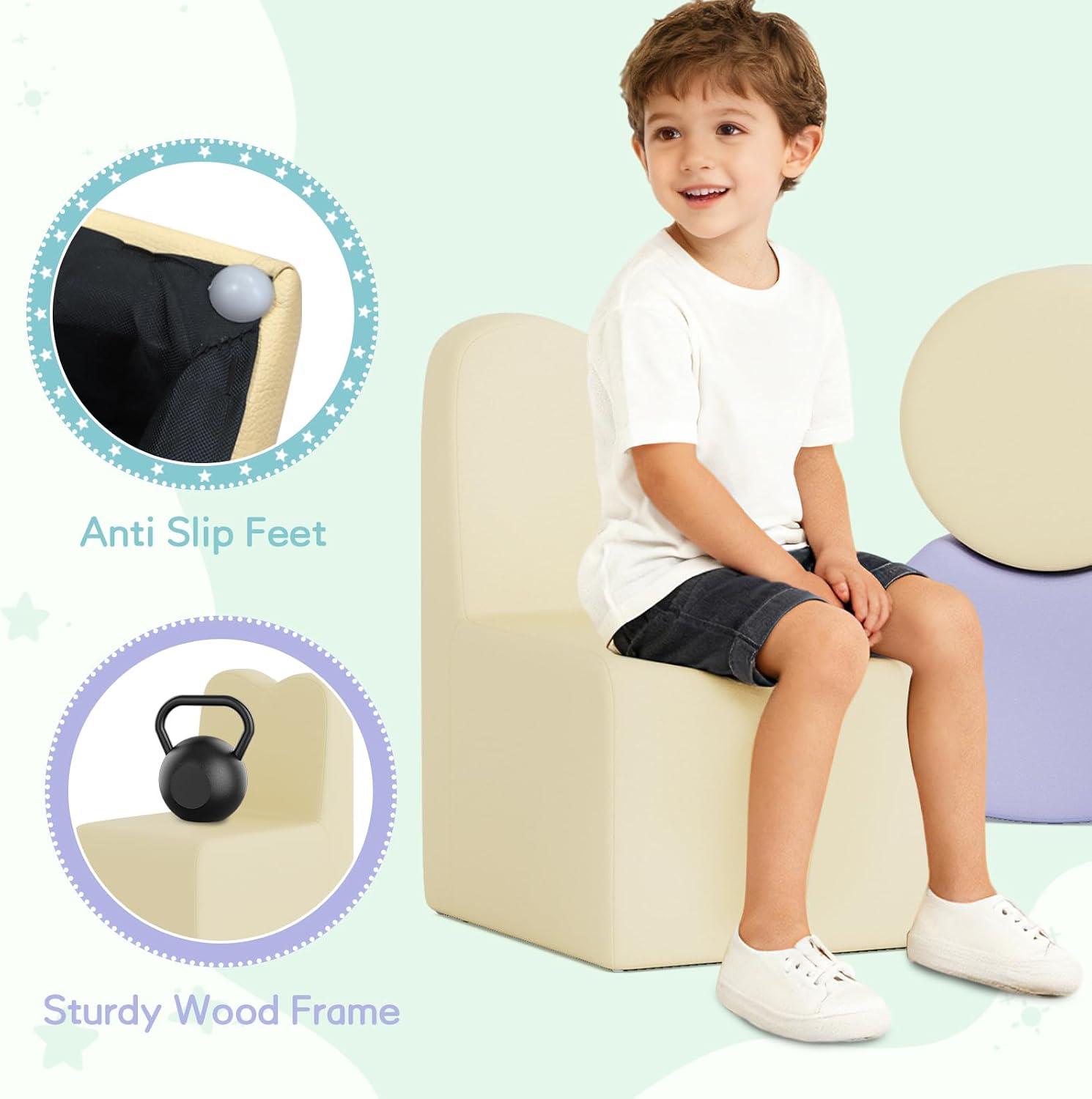 UMOMO MX-02 10 PCS Kids Sofa Set, Daycares Chairs for Toddlers Activities, Colorful Modular Flexible Seating Set for Home Preschool Playroom
