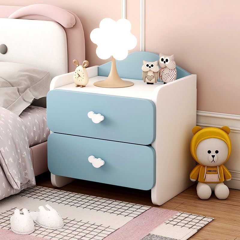 JSWHYBD Kids Nightstand，Mini Dresser，Night Stand with Drawers ，Side Table Modern Nightstand with Drawers Two Wood Bedside Table for Girls Pink and Blue DoubleLayer pink粉色