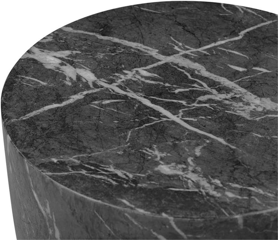 Pemberly Row Contemporary Faux Marble Side Table, Black Finish, Handmade, Water and Sunlight Resistant, 14 in x 14 in x 20.3 in, Indoor/Outdoor Use, Trendy Totem Silhouette Decor Piece