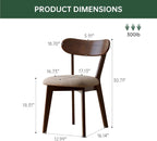 100% Solid Wood Upholstered Dining Chairs, Mid Century Modern Oak Dining Chairs with Curved Back Design with Butterfly Wing Shape for Kitchen, Dining Room, Restaurant (4, Walnut Color-Grey Cushion)