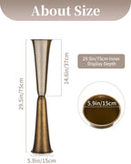 Sziqiqi Gold Tall Floor Vase: 29.5in Bronze Metal Large Vase with Grid Texture - Decorative Floor Vases for Fireplace Living Room Modern Big Standing Holder for Dining Bedroom Home Decor Corner