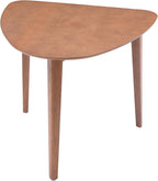 Merax Modern Triangular Side Table, Space-Saving 36 inch Wood Accent Table for Living Room, Bedroom, Solid Rubber Wood & MDF, Light Brown