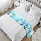Bed Runner Scarf for King Size Bed, Teal Blue Coastal Beds Scarf Throws for Foot of Bedding, Summer Ocean Sea Shells Corals Decorative Beds Runners for Bedroom Guestroom, 94"x20"
