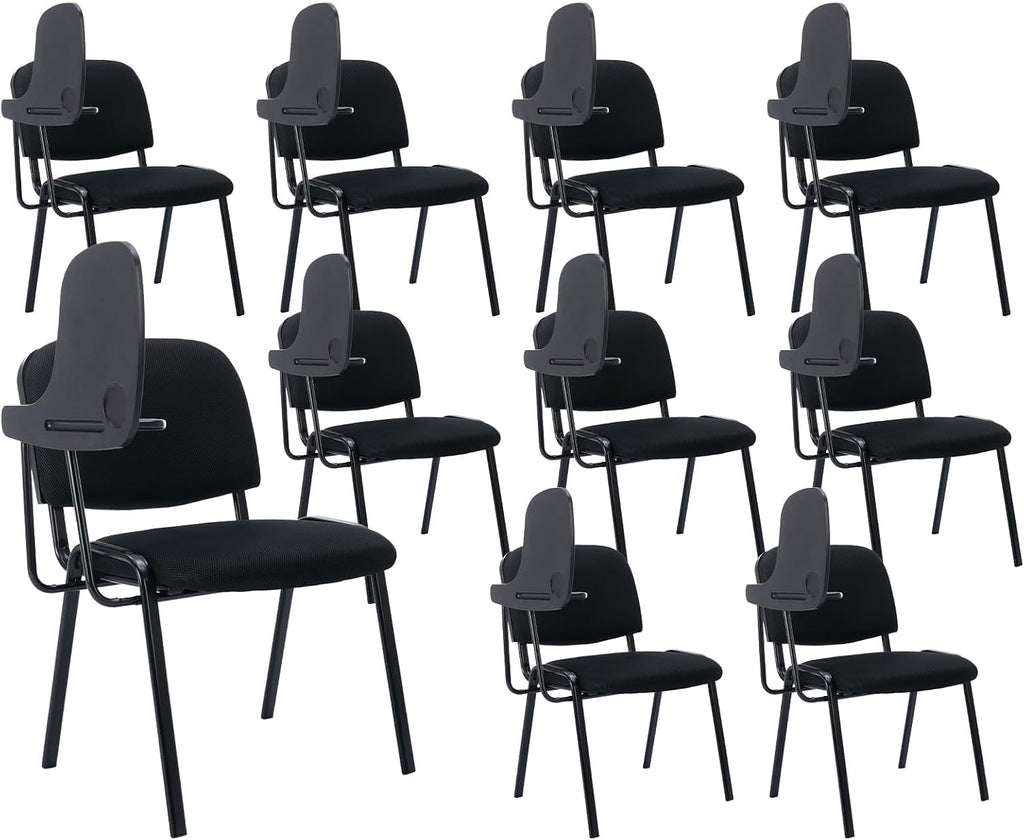 Shunzhi Waiting Room Chairs Set of 10 Stackable Conference Room Chairs Mesh Office Guest Chair Reception Chair with Tablet Arm for Breakroom/Lobby/Events/Church/School/Hall/Hotel,Black,10PCS