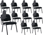 Shunzhi Waiting Room Chairs Set of 10 Stackable Conference Room Chairs Mesh Office Guest Chair Reception Chair with Tablet Arm for Breakroom/Lobby/Events/Church/School/Hall/Hotel,Black,10PCS