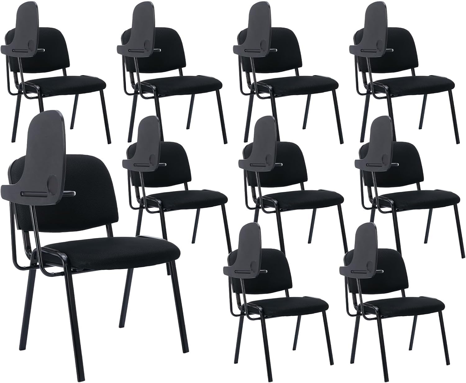 Shunzhi Waiting Room Chairs Set of 10 Stackable Conference Room Chairs Mesh Office Guest Chair Reception Chair with Tablet Arm for Breakroom/Lobby/Events/Church/School/Hall/Hotel,Black,10PCS