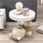 Bear Statue Side Table, Modern Sofa Table, Resin Sculpture Bedside Table, Creative Home Decor, Cute Bedroom Decor, Accent Table for Living Room(Brown)
