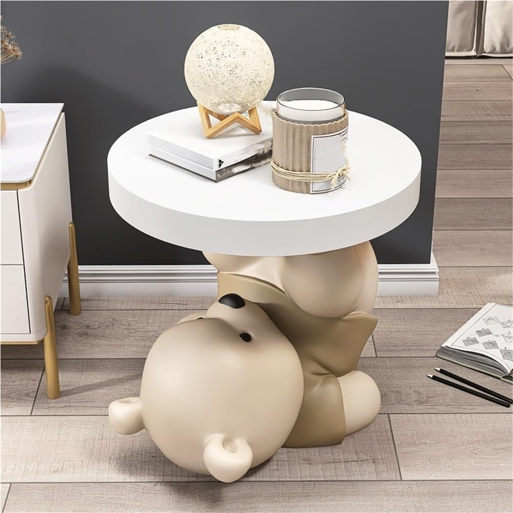 Bear Statue Side Table, Modern Sofa Table, Resin Sculpture Bedside Table, Creative Home Decor, Cute Bedroom Decor, Accent Table for Living Room(Brown)