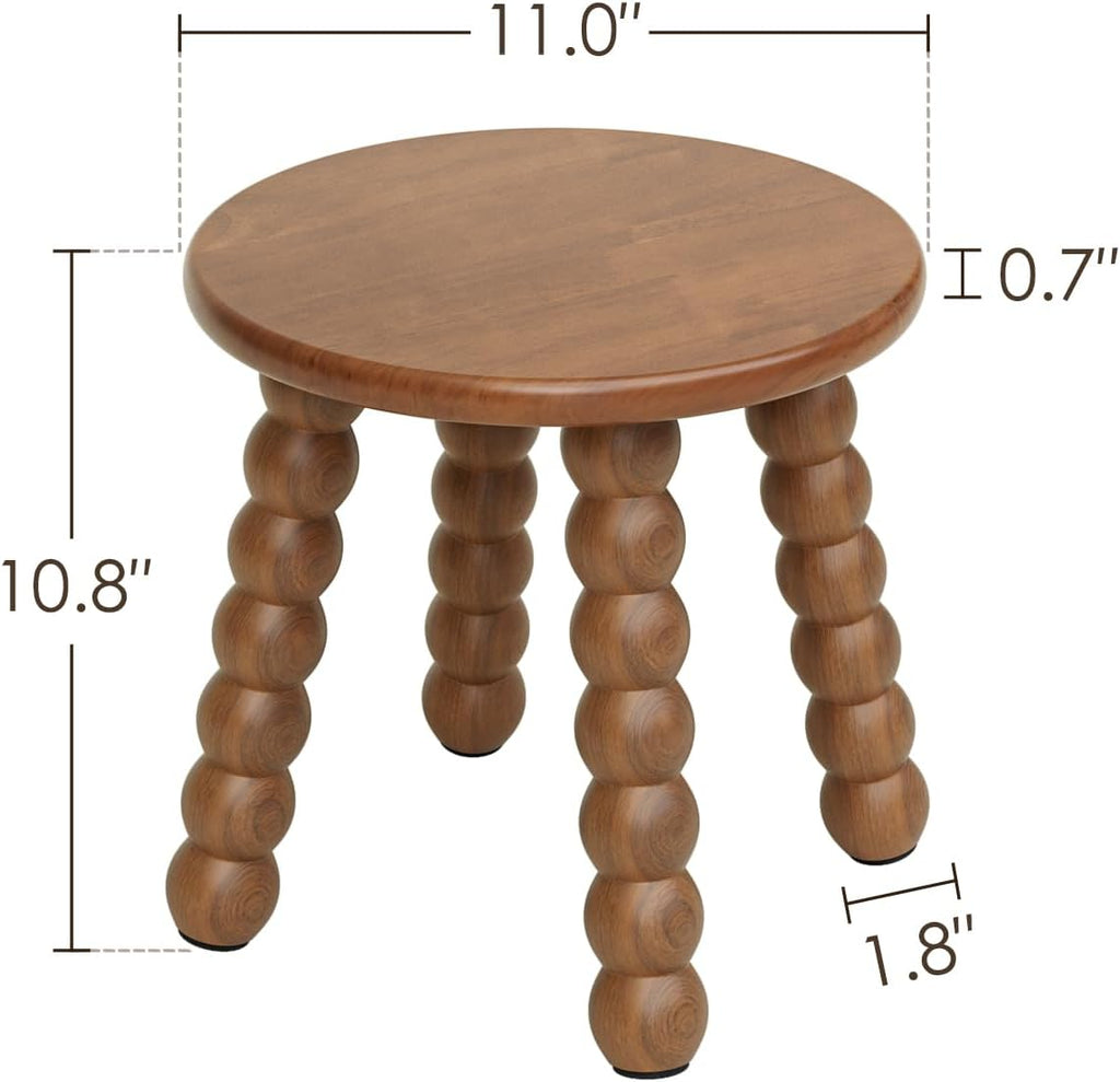 Masupu Solid Wooden Step Stool for Adults Kids, 11 inch Small Foot Stool, Non-Slip One Step Stool, Sturdy Foot Stool for Bathroom, Bedroom, Kichen, Plant Stand(Walnut Brown)