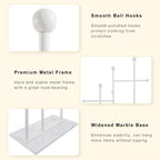 JIAYUEJU Standing Coat Rack for Bedroom 19.69 x 11.02 x 68.9 in (White) | Heavy Duty, Space Saver, Metal Frame, Marble Base, Essential Items Organizer for Clothes Bags, for Living Room Hotel Entryway