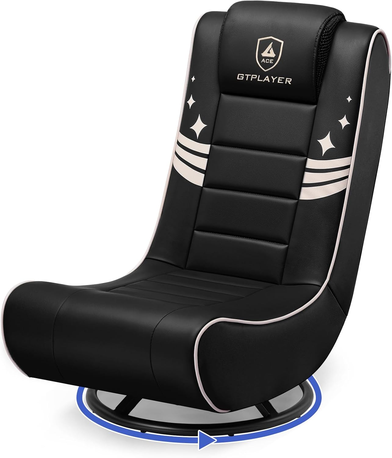 GTPLAYER Floor Gaming Chair Foldable Swivel Floor Chairs for Kids Boys Comfy Video Game Seat with 360° Multipurpose for Gamers, Bedroom or Game Room (Gold Stripes)