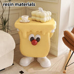 Modern Creative Resin Side Table, Cute Simple Bedside Table for Small Space, Multifunctional Small End Table Suitable for Bedroom, Living Room, Balcony