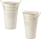 5 PCS 8 Inch Tall Rustic Galvanized Flower Vases, Farmhouse French Buckets for Beautiful Floral Arrangements, Home Decor or Weddings and Events