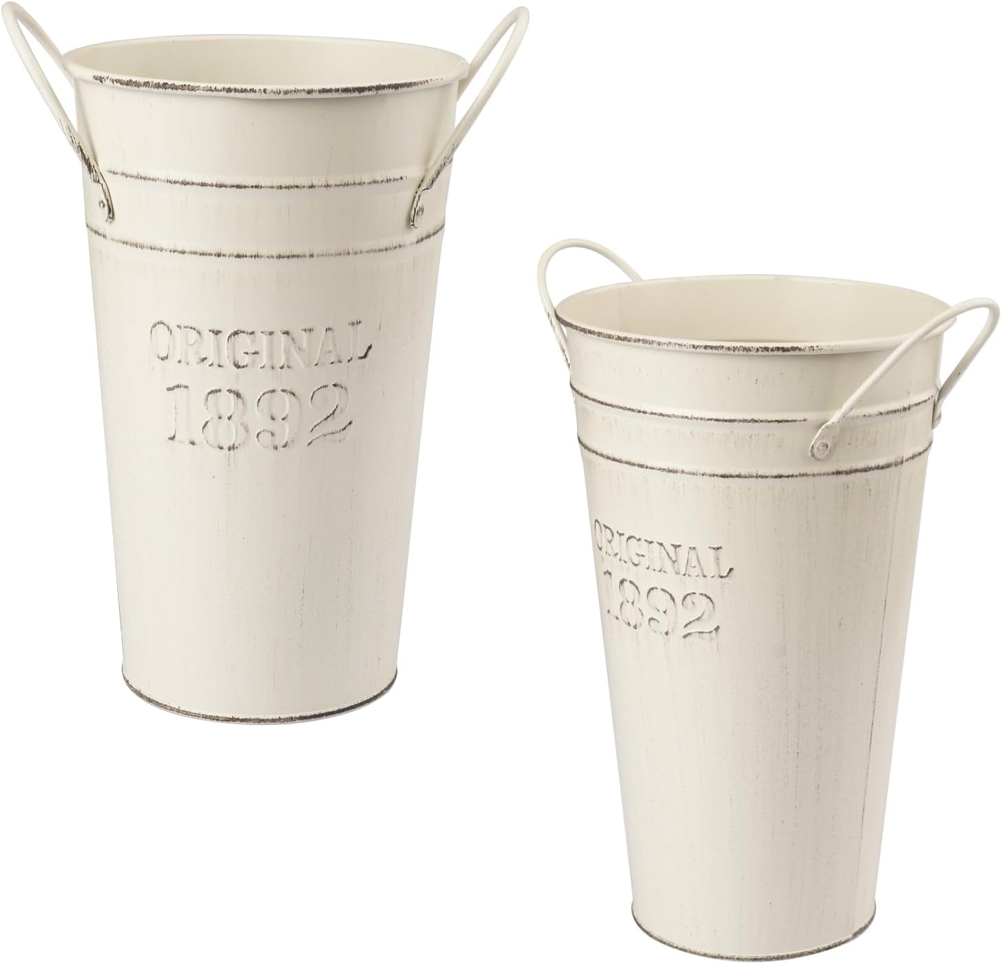 5 PCS 8 Inch Tall Rustic Galvanized Flower Vases, Farmhouse French Buckets for Beautiful Floral Arrangements, Home Decor or Weddings and Events