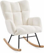 Nursery Rocking Chair, Ergonomic High Back Armrests, Metal Frame Capacity Easy Assembly, Accent Chair with High Backrest Reading Chair for Adult, Nursery, Bedroom, Living Room,Offices