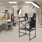 mefeir Extra Tall-30.7'' Professional Makeup Artist Director Chair Bar Height, Portable Folding Design with Side Table & Storage Bag, Heavy-Duty Steel Frame (300 lbs Capacity), 45.7'' Tall