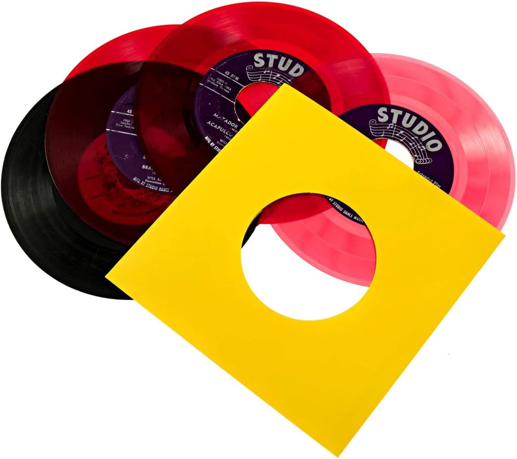 Vinyl Record Sleeves 45rpm - 7 inch Premium Acid Free Protection Multicolor Paper Covers for 7” Singles Records - 50 Pack