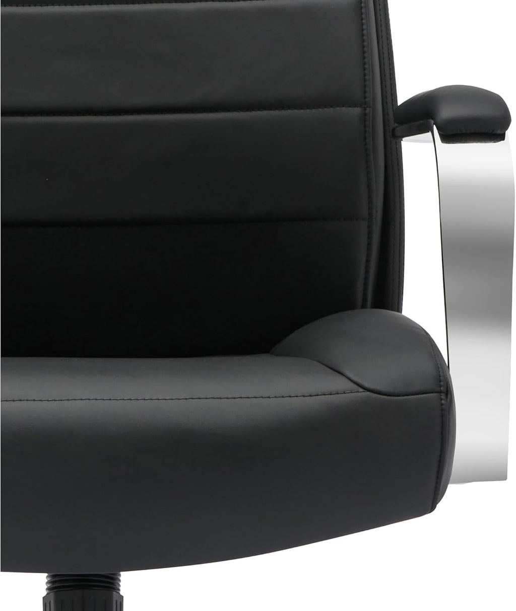 Realspace® Modern Comfort Modee Vegan Leather High-Back Executive Office Chair, Black/Chrome, BIFMA Compliant