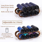 Navtcow Wine Rack and Water Bottle Organizer 2 in 1 for Cabinet and Countertop - Adjustable in 2 Sizes (Acacia Wood 2 Tier)