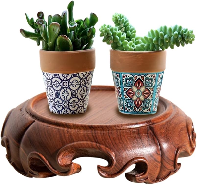 GOLDY&WENDY Vintage Rosewood Round Pedestal Riser Ornament Crafts Home Furniture Rustic Stand Base