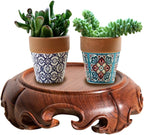 GOLDY&WENDY Vintage Rosewood Round Pedestal Riser Ornament Crafts Home Furniture Rustic Stand Base