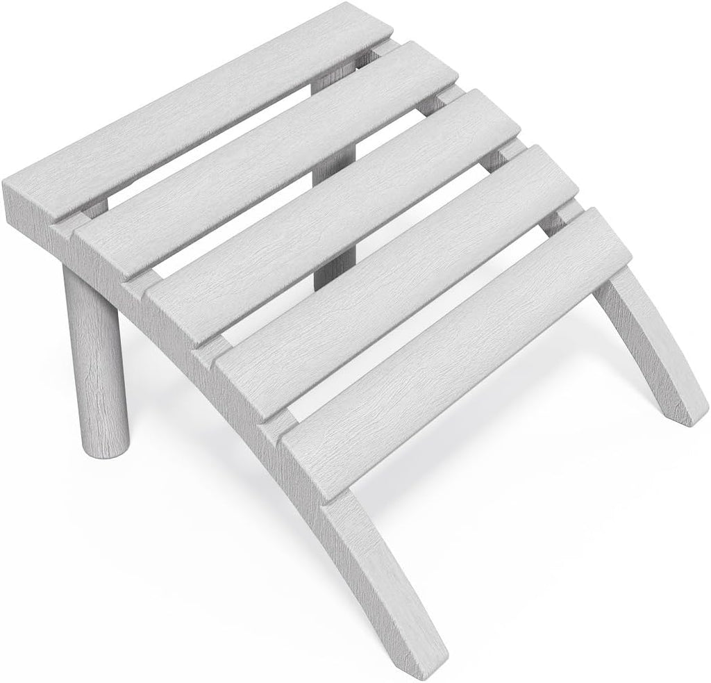 Adirondack Ottoman Tool-Free Assembly, HDPE All Weather Outdoor Foot Rest, Plastic Adirondack Chair Footstool for Patio Deck Backyard Outside(Grey)