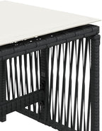 Set of 4 Poly Rattan Outdoor Stools with Removable Cushions, Black and Cream Patio Stool Set, Powder-Coated Steel Frame, 242.5 lbs Capacity for Adults