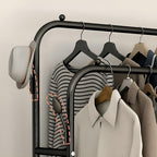 Double Rail Wardrobe nizer - 2-Tier Stora Shelf with 4 Hoo & Wheels - Versatile Closet nizer for Bedroom & Retail - Space-Saving Design (150x50x162cm)