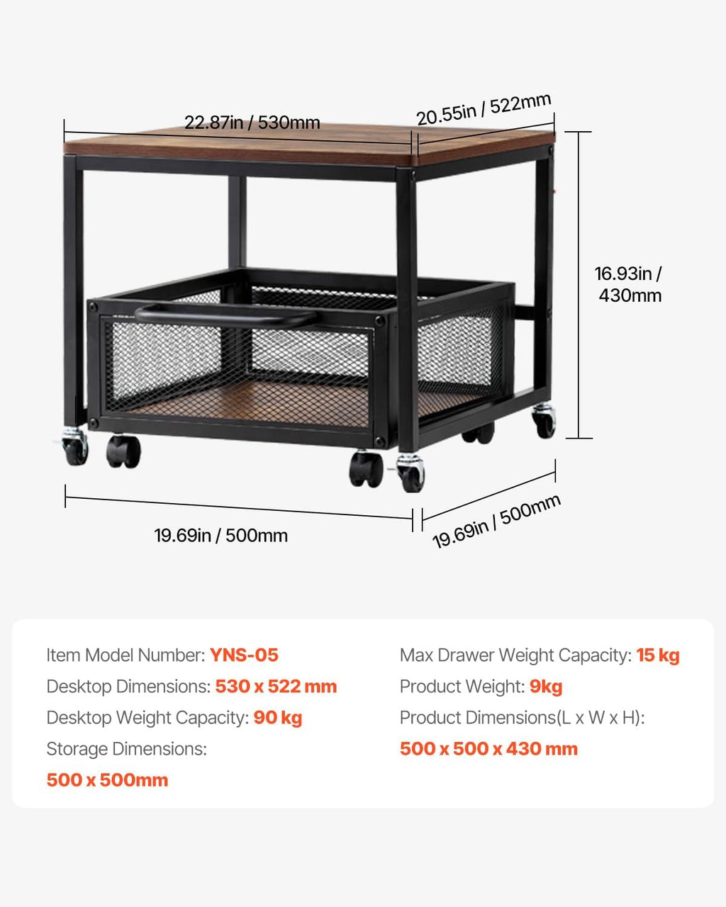 VEVOR Mini Fridge Stand with Storage, 198 lbs Mini Fridge Table with Movable Storage Cart & Swivel Wheels, Beverage Refrigerator Stand for Coffee Bar, Mini Fridge Organizer for Home Dorm, Light Brown