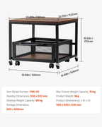 VEVOR Mini Fridge Stand with Storage, 198 lbs Mini Fridge Table with Movable Storage Cart & Swivel Wheels, Beverage Refrigerator Stand for Coffee Bar, Mini Fridge Organizer for Home Dorm, Light Brown