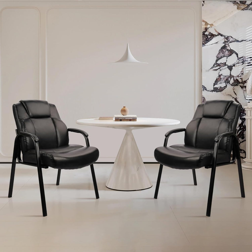 CLATINA Big & Tall 500 lb. Guest Chair, Leather Reception Chairs with Padded Arm Rest for Waiting Room Office Home and Meeting Conference-Black, 6 Pack
