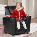 ARLIME Kids Recliner Chair, Toddler Armchair Upholstered Couch with Cup Holder, Backrest, Baby Leather Sofa with Headrest and Footrest, Child Furniture for Ages 2-7 (Black)