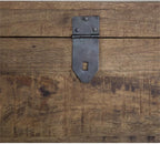 Kosas Home Livingston 18" Square Solid Mango Wood & Iron Trunk in Natural Brown