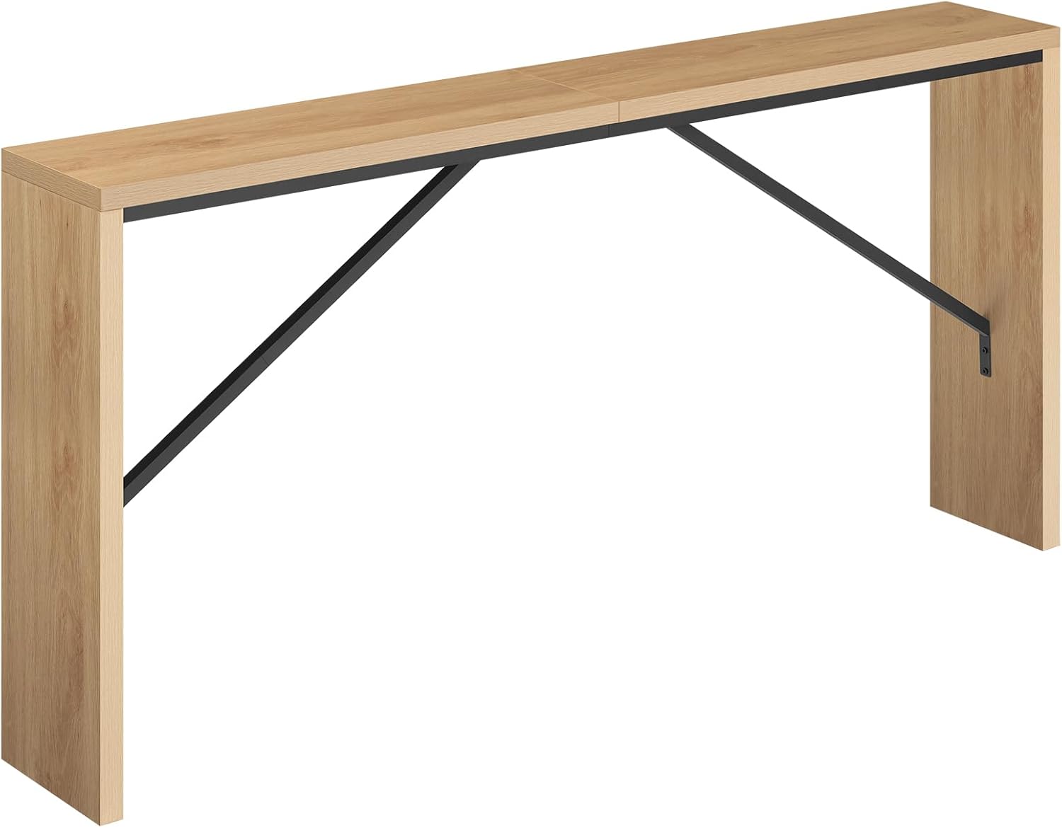 MAHANCRIS Console Table, 62.2" Long Sofa Table Behind Couch, Narrow Entryway Table, Farmhouse Dining Table with Angled Metal Frame, Industrial Console Table for Entryway, Natural CTNB15801