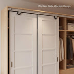 Aluminum Alloy Bi-Fold Door Track and Wheel Kit, Top Mount Hardware for Closet Doors and Room Dividers, Silver Finish