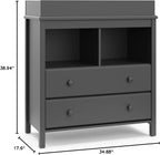 Storkcraft Alpine 2 Drawer Changing Table Chest, Gray | GREENGUARD Gold Certified, Dresser for Nursery, Changing Table with Drawers, Removable Changing Table Topper