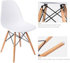 Furmax Modern Style Dining Chair Mid Century Modern DSW Chair, Shell Lounge Plastic Chair for Kitchen, Dining, Bedroom, Living Room Side Chairs Set of 4(White)