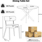 Modern 5-Piece Round Dining Table Set,Circle Black MDF Table & 4 Black Boucle Dining Chairs, Metal Frame Kitchen Furniture for Small Spaces(36-Inch)