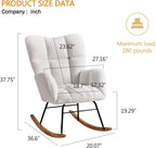 Rocking Chair Nursery, High Backrest Teddy Glider Rocker Upholstered Rocker Recliner Modern Rocking Accent Chairs for Bedroom, Living Room, Offices (Ivory)