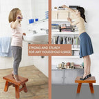 Small Stool Wooden Step Stool Footstool Solid Wood 8 inch for Kids Adults Plant Stand Fishing Stool (White)