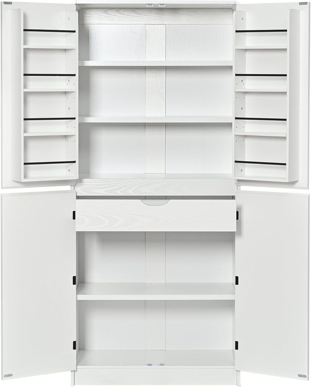 72" Tall Kitchen Pantry Cabinet, Storage Cabinet with 8 Door Shelves, Hidden Drawer, 3 Adjustable Shelves, Farmhouse Kitchen Cabinet for Dining Room, Bathroom, Living Room