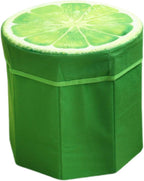 Folding Storage Ottoman Foot Rest Stool Toy Storage Box Seat Chest for Bedroom Office, Lemon