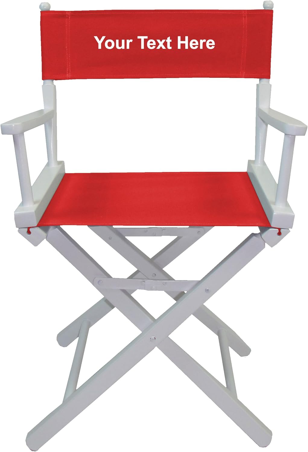 TLT Personalized Imprinted Contemporary 18 Inch Table Height White Frame Director's Chair - Red
