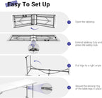 Byliable Folding Table 6FT Narrow Portable Foldable Plastic Heavy Duty Long Table, Fold-in-Half with Carrying Handle for Indoor Outdoor Meeting, Buffet, Party, Wedding, Home Work, 6 Foot, White