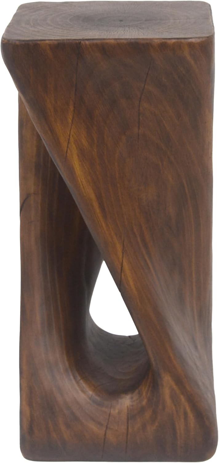 Merax Twist Shape MGO Accent Side Table, Unique Modern End Table with Wide Pedestal & Tabletop, Small Drink Tables for Living Room, Bedroom Night Stand Bedside Table, No Assembly Required, Brown