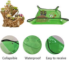 Large 39.4"*39.4" Repotting Mat for Indoor Plants Transplanting, Waterproof Heavy Duty Potting Tray for Mess Control, Succulent Potting, Gardening Mat, Patio Bonsai Tools, Clear Green