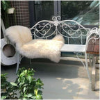 Patio Benches Iron Garden Lounge Chair with Double Backrest, Outdoor Patio Furniture for Courtyard(White)